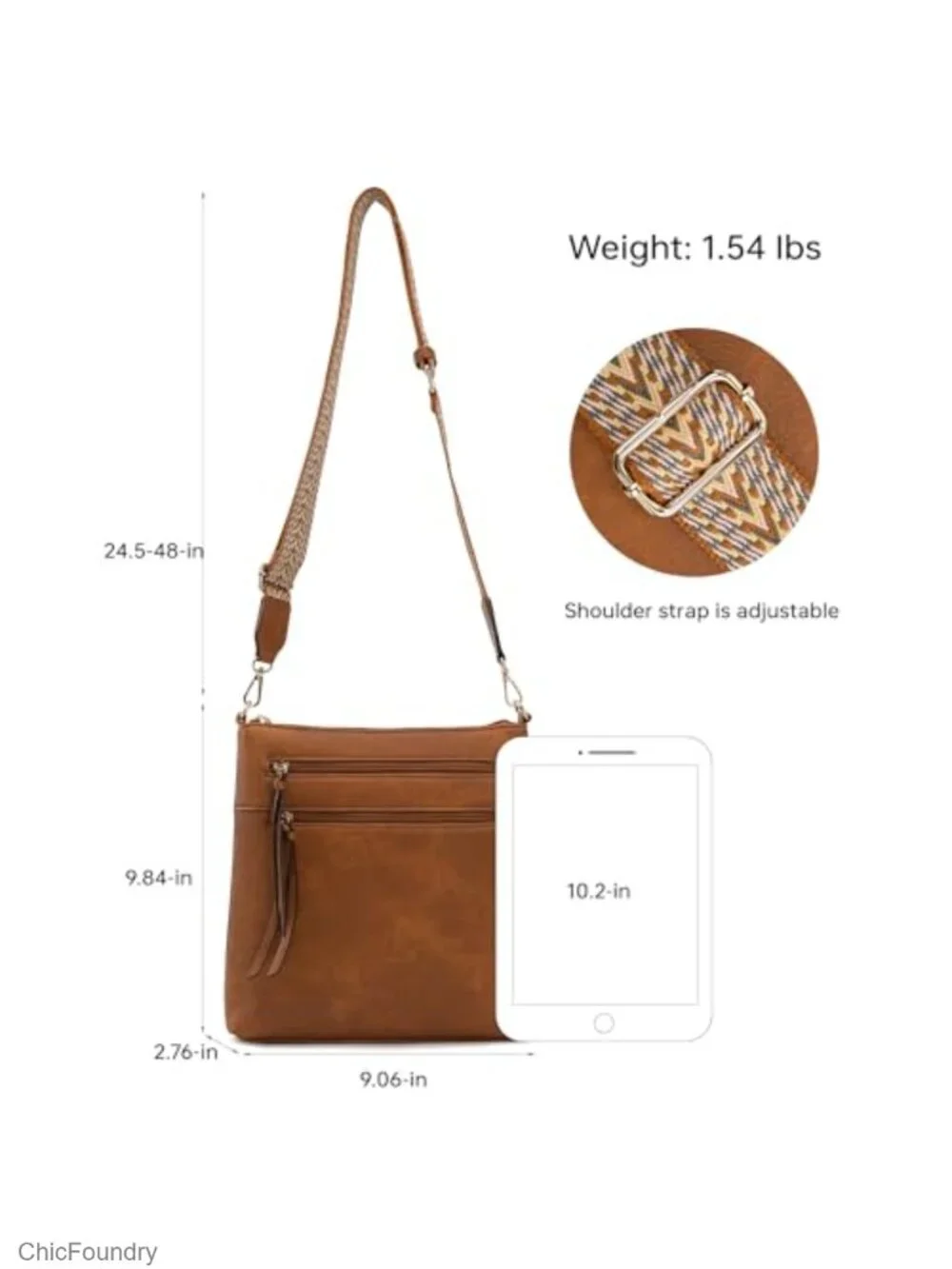 Women's Crossbody Bag Faux Leather Travel Purse with Wide Strap